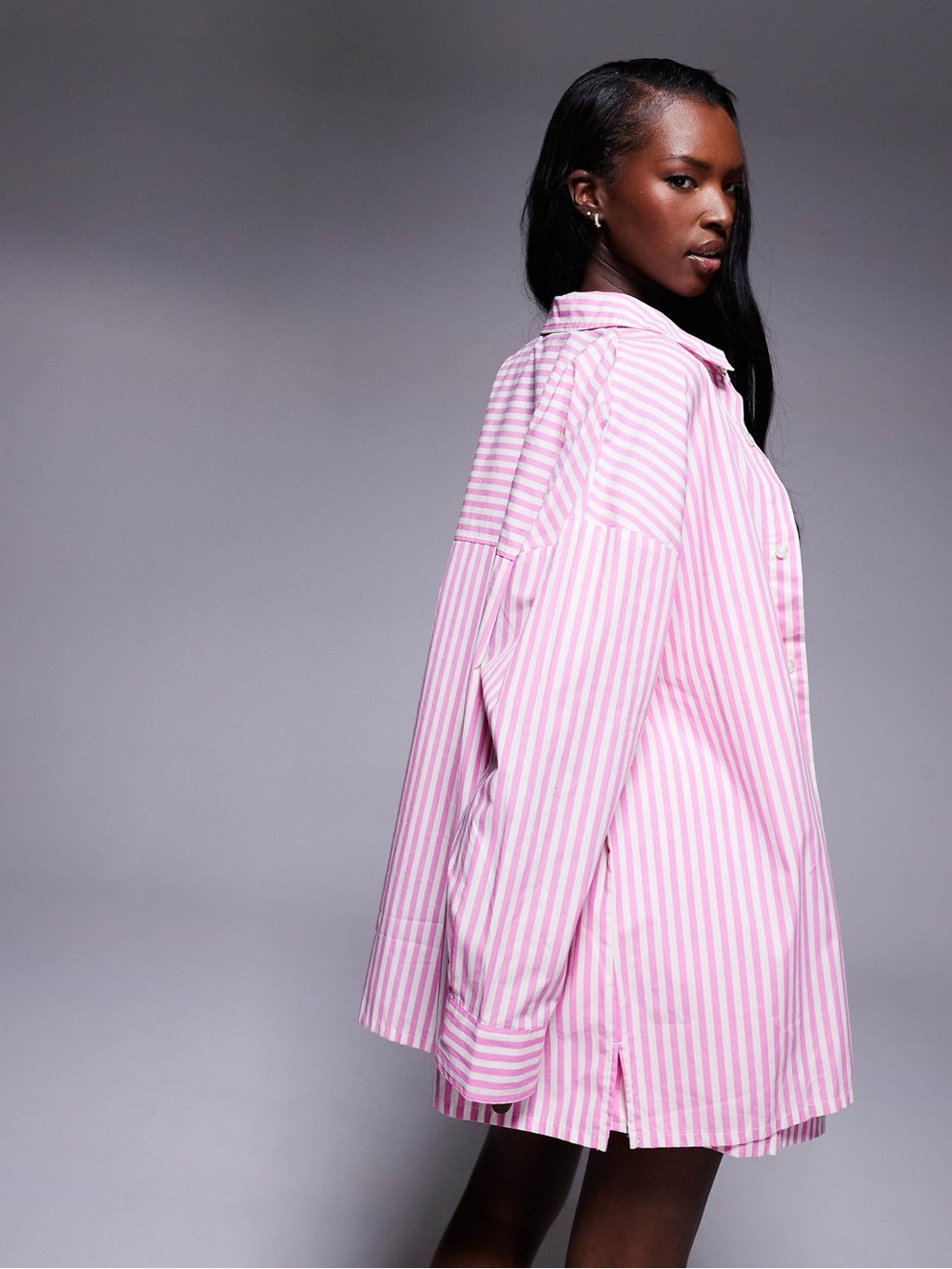 Nike striped poplin shirt in pink